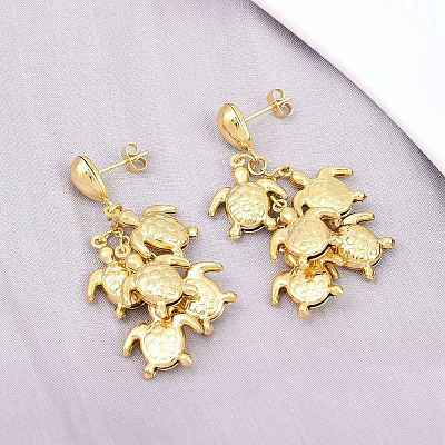 304 Stainless Steel Dangle Stud Earrings EJEW-P325-05D-G-1