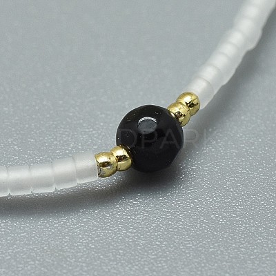 Adjustable Natural Dyed & Heated Black Agate Braided Bead Bracelets BJEW-F391-A02-1