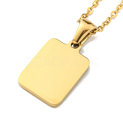 Ion Plating(IP) Rectangle with Initial Letter 304 Stainless Steel Pendant Necklace NJEW-R265-04G-E-1