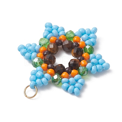 Glass Seed Beaded Pendants PALLOY-MZ01241-03-1
