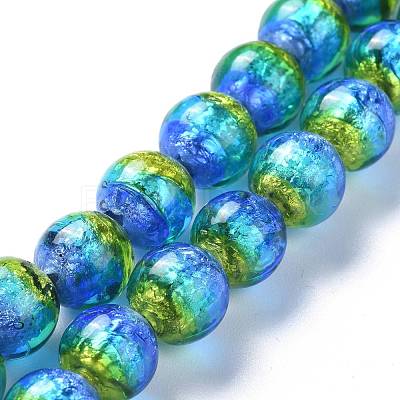 Handmade Silver Foil Lampwork Beads FOIL-K001-02A-10mm-1