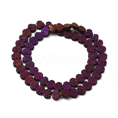 Electroplated Natural Lava Rock Beads Strands G-Q1009-G01-01E-1