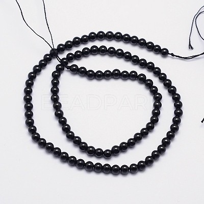 Natural Black Tourmaline Round Bead Strands X-G-I160-01-6mm-1