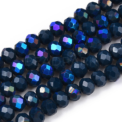 Electroplate Opaque Solid Color Glass Beads Strands EGLA-A034-P4mm-L22-1