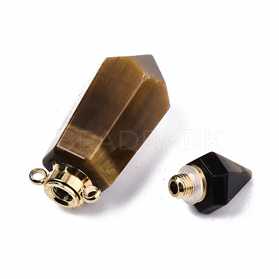 Faceted Natural Tiger Eye Pendants G-T131-15D-1