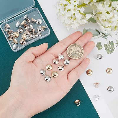 30Pcs 3 Style 201 Stainless Steel and 10Pcs 304 Stainless Steel Bead Cap Pendant Bails STAS-UN0029-64-1