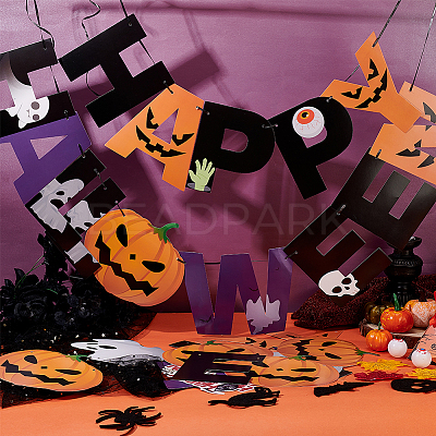 Halloween Decoration Paper Flag Banners DIY-WH0453-12A-1
