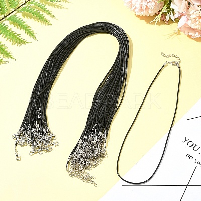 36Pcs Black Waxed Cord Necklace Making NCOR-FS0001-05P-1