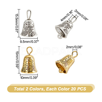 40Pcs 2 Colors Alloy Bell Charms FIND-GA0005-71-1