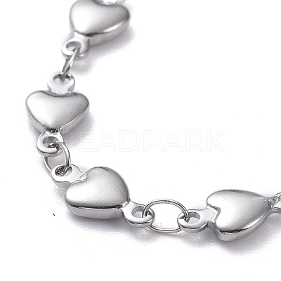 Tarnish Resistant 304 Stainless Steel Heart Link Chain Bracelets BJEW-JB05615-1