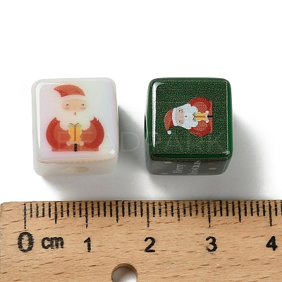 Christmas Printed Opaque Acrylic Beads OACR-D316-02B-1