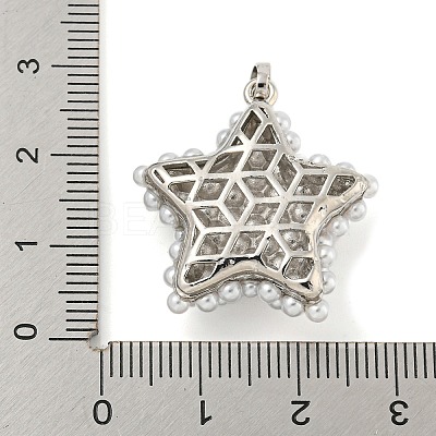 Rack Plating Brass & ABS Plastic Imitation Pearl Pendants KK-N255-03C-P-RS-1