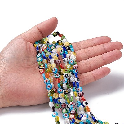 Flat Round Handmade Millefiori Glass Beads LK-R004-54-1