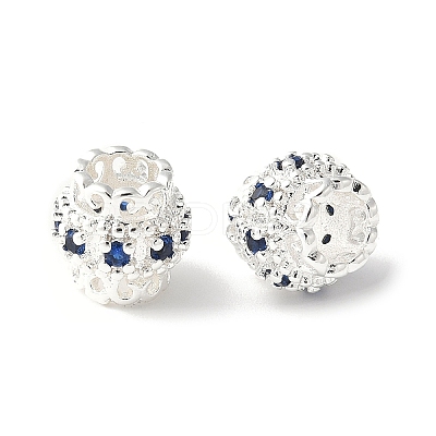 Brass Micro Pave Cubic Zirconia European Beads KK-U067-07S-1