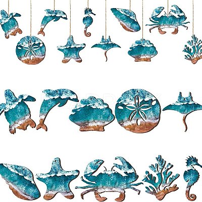 Ocean Theme Wooden Sea Animal Pendant Decorations PW-WG532B8-01-1
