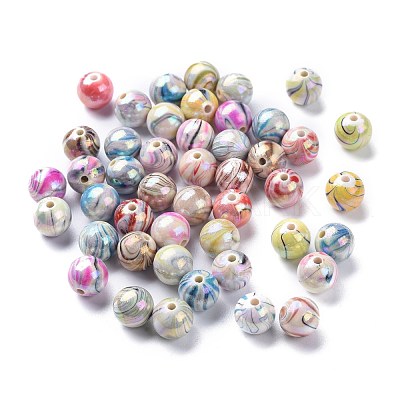 AB Color Wave Printed Acrylic Beads MACR-Q151A-M-1
