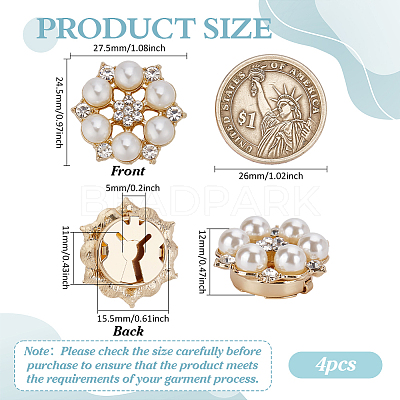 4Pcs Alloy Rhinestone Flower Ornament Buckle DIY-FG0007-77-1