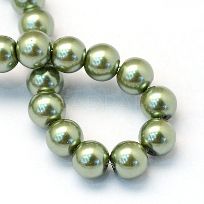 Baking Paint Pearlized Glass Pearl Round Bead Strands X-HY-Q003-10mm-49-1