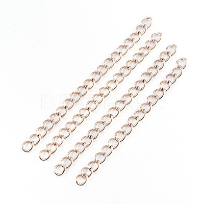 Ion Plating(IP) 304 Stainless Steel Curb Chains Extender STAS-WH0032-02A-RG-1