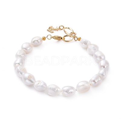 Natural Baroque Pearl Keshi Pearl Beaded Bracelets BJEW-JB05262-1