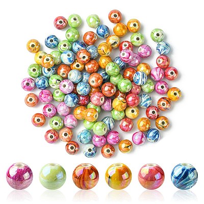 AB Color Wave Printed Acrylic Beads MACR-YW0002-70-1