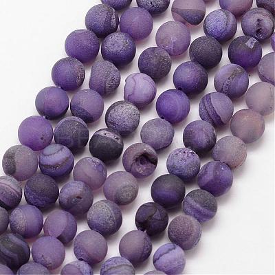 Natural Druzy Geode Agate Bead Strands G-K166-09-8mm-07-1
