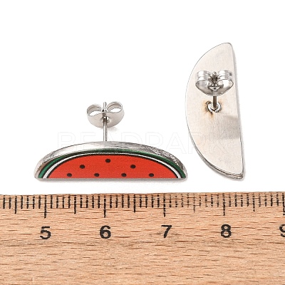 Printed 304 Stainless Steel Stud Earrings EJEW-Z171-02P-1