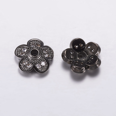 Brass Micro Pave Cubic Zirconia Bead Cap ZIRC-G122-50-RS-1
