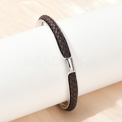 304 Stainless Steel Microfiber Leather Cord Cuff Bangles BJEW-D304-14P-02-1