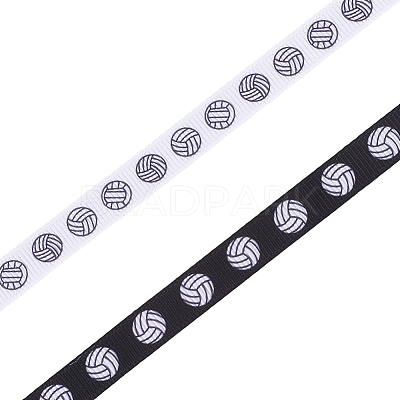 2 Rolls 2 Styles Volleyball Theme Polyester Grosgrain Ribbons OCOR-CP0001-22-1