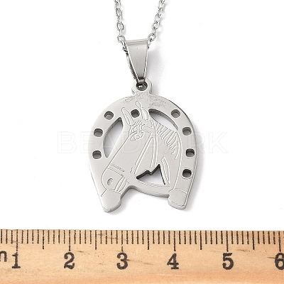 201 Stainless Steel Horse Pendant Necklaces LS-NJEW-H065-23P-1