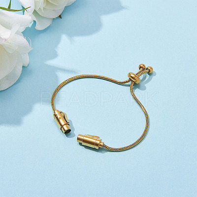 PVD Vacuum Plating 304 Stainless Steel Slider Bracelet/Bolo Bracelet Making MAK-CJ0001-02-1