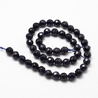 Synthetic Blue Goldstone Beads Strands G-D840-14-8mm-1