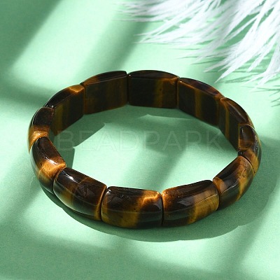 Natural Tiger Eye Bead Stretch Bracelets for Women Men BJEW-C097-02C-1