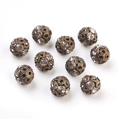 Brass Rhinestone Beads RB-A011-8mm-01AB-NF-1