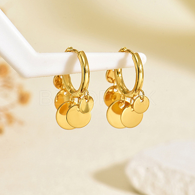 Stainless Steel Flat Round Chandelier Earrings LS-JB5555-1