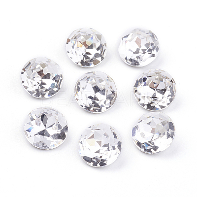 Pointed Back & Back Plated Glass Rhinestone Cabochons RGLA-J012-10mm-001-1