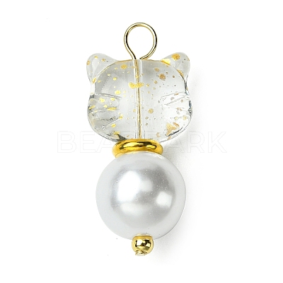 2Pcs Glass Beads Pendants PALLOY-JF03385-1