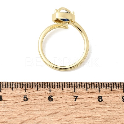 Brass Micro Pave Cubic Zirconia Cuff Open Rings for Women RJEW-L343-01G-1