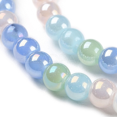 Transperant Electroplate Glass Beads Strands X-GLAA-P056-4mm-B02-1