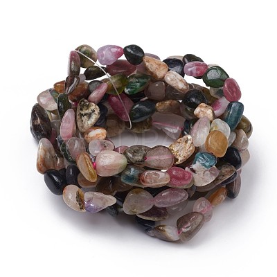 Natural Multicolor Tourmaline Stretch Beaded Bracelets BJEW-K213-C15-1