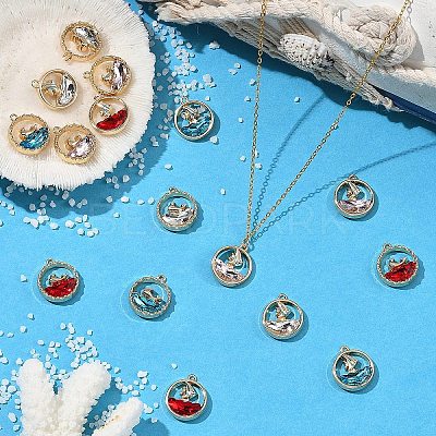16Pcs 8 Styles Alloy Glass Pendants FIND-YW0012-88-1