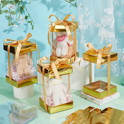 10Pcs Rectangle Clear Plastic Gift Packing Boxes with Paper Top and Bottom CON-WH0099-96B-1