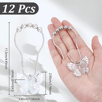 12Pcs Butterfly Acrylic with Iron Shower Curtain Rings for Bathroom HJEW-NB00293-1