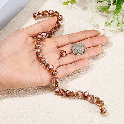 1 Strand Handmade Lampwork Inner Flower Rondelle Beads Strands LAMP-TA0002-72C-1