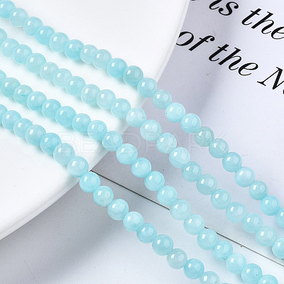 Natural Dyed Yellow Jade Gemstone Bead Strands G-R271-4mm-Y04-1