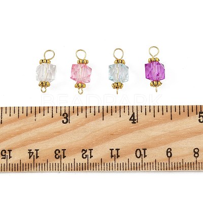 100Pcs Clear Acrylic Faceted Cube Connector Charms PALLOY-FS00042-01-1