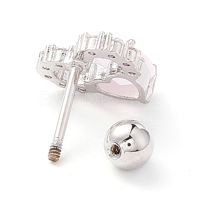 Double Heart Cat Eye Stud Earrings for Women LS-EJEW-A065-13P-1
