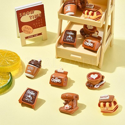 12Pcs 6 Styles Cartoon Coffee Theme Resin Lapel Pin Backs JEWB-CJ0003-04-1