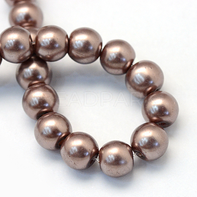 Baking Paint Pearlized Glass Pearl Round Bead Strands X-HY-Q330-8mm-78-1